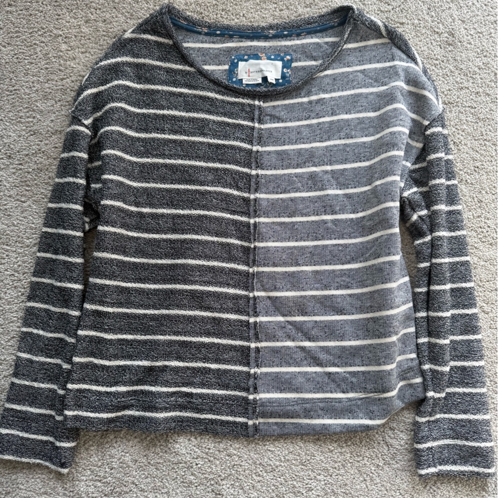 Anthropologie Charcoal and Cream Striped Knit Size XS